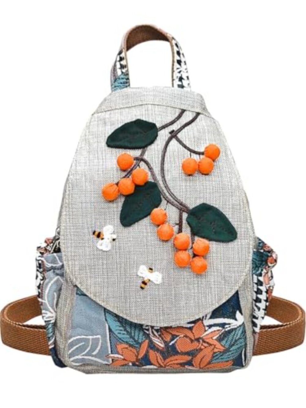 Cotton Small Backpack Purse Hand Knitting Mini Chest Bag